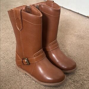 Brown Leather Boots with Buckle Detail